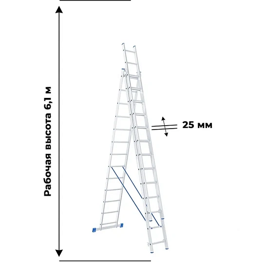 Лестница Стремянка проф, 3х12 ступеней, Н=338/560/786см СИБРТЕХ