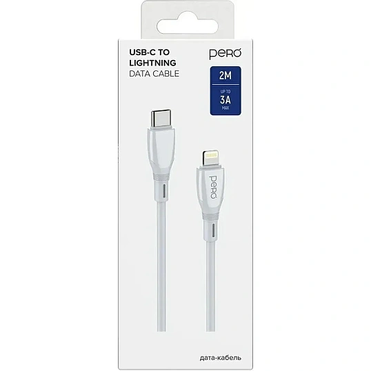 Кабель PERO DC11 PD Type-C to Lightning, 27W, 2m, White
