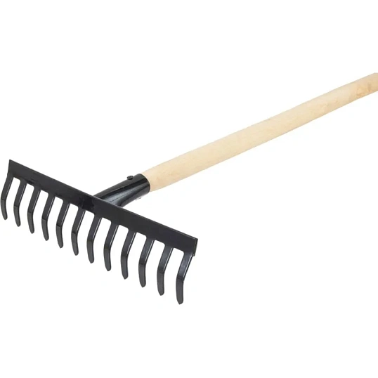 Грабли прямые 12 зубьев сталь 31 см деревянный черенок 120 см