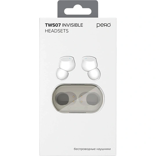 Наушники Pero TWS07 Invisible White, bluetooth