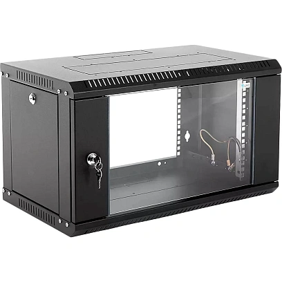 Шкаф настенный ЦМО разб. 6U(600х350) дверь стекло,черн (ШРН-Э-6.350-9005)