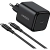 Зарядное устройство UGREEN X524,сет, с каб(65054)45W,USB-C,GaN, EU,черн