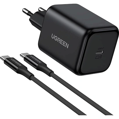Зарядное устройство UGREEN X524,сет, с каб(65054)45W,USB-C,GaN, EU,черн