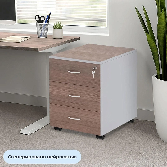 Тумба Easy St . выкатная 911274 (570) 3 ящ. т.дуб/сер