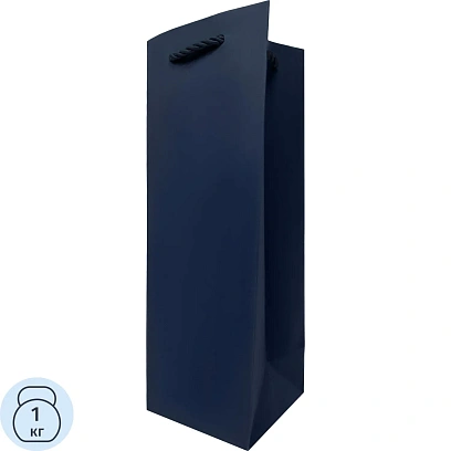 Пакет из гладкой дизайнерской бумаг. Ручки -декоративный шнур/SPB26-Blue