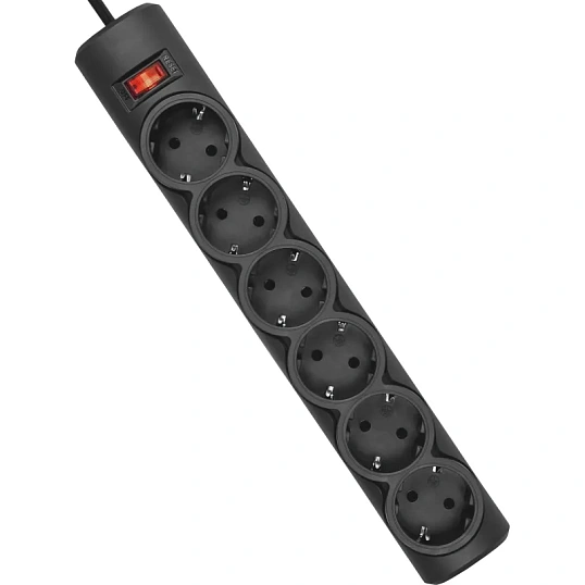 Сетевой фильтр Defender  DFS 151 1,8 м, черный, 6 розеток(99494)