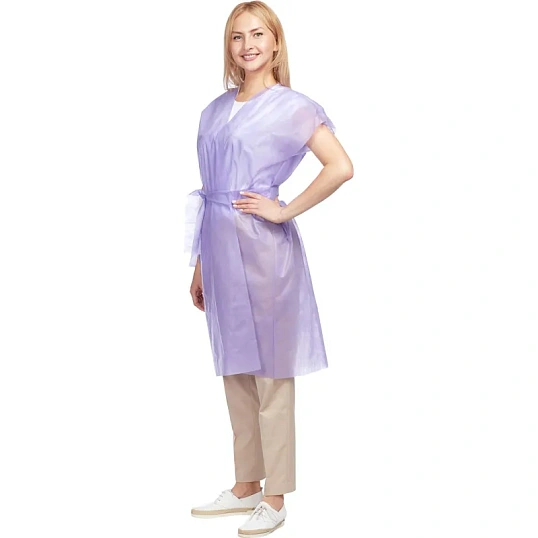 Халат н/с Кимоно спандбонд сиреневый, 10шт/уп