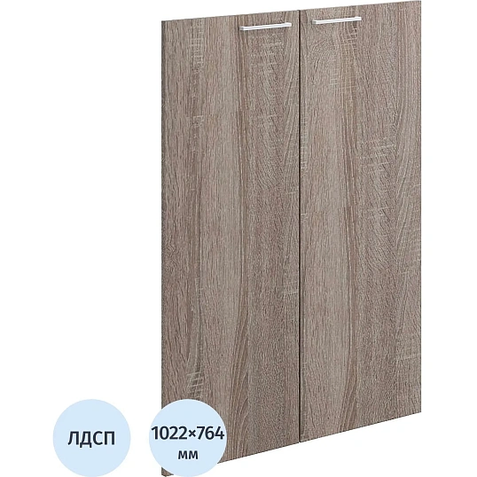 Двери Комус Мебель К-Loft 2шт. 241H006 764х16х1022 дуб сонома темн/бел ручк