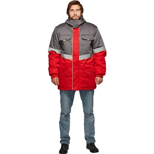Куртка рабочая зимняя муж з43-КУ крас/сер (р.60-62) 182-188 (серия З)