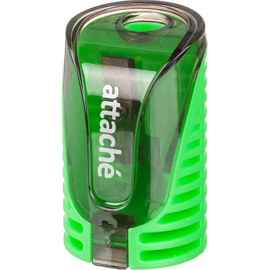 Точилка для карандашей, 1 отв, с контейнером, цв в ассорт, металл, пластик