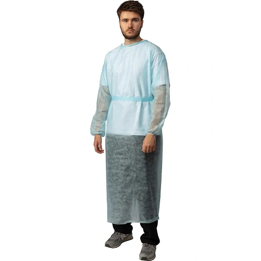Халат хирург. н/с, рук.рез, дл.140 см, пл.25, р.48-54,голуб. 5шт./уп,5115/5