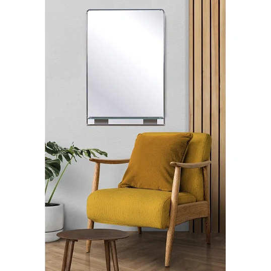 Зеркало МГЛ_настенное Комус Мебель 32Р2 (400x600) рама ПВХ серебро,1 полка