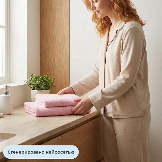Набор полотенец махровых Luscan/бордюр 450г/м2, 50x90/70x140, розовый