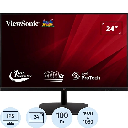 Монитор ViewSonic 24 VA2432-H-2 FHD/IPS/250cd/100Гц/HDMI/VGA/черный