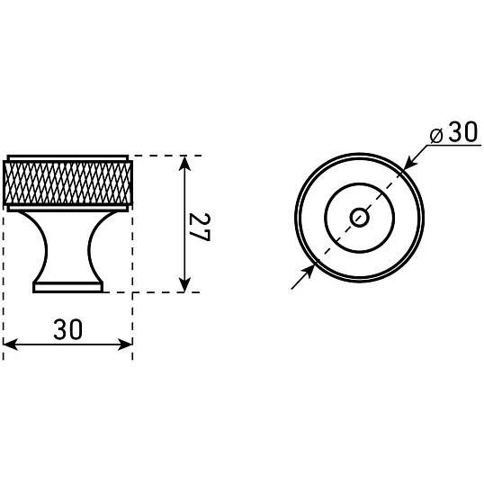 Ручка УЗК_кнопка меб.StahlBuro AP2704 (16731)BL W матовый черны хром 2шт/уп