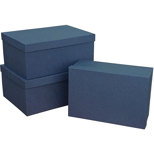Набор подар. коробок 3в1 тиснение РОГОЖКА 350х250х150 синий, Д10103П.297