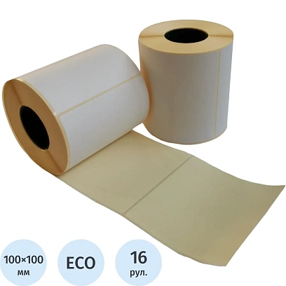 Термоэтикетки ЭКО 100х100, 500 шт/рул, вт.40,  16 рул/уп