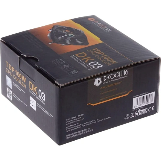 Кулер ID-COOLING DK-03 LGA115X/775/AM4/AM3/+/AM2 TDP 100W, FAN 120mm(DK-03)