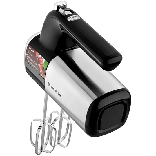 Миксер BRAYER BR1302, 800 Вт, 5 скор.реж, турбо,насад. Венчики