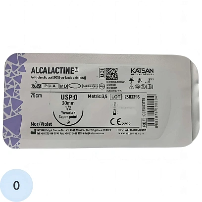 Шовный материал ALCALACTINE 0 30 1/2 CUTTING EDGE режущая 12 шт/уп