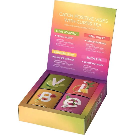 Чай Curtis Positive Vibes Tea Set ассорти, 4 вкуса, 20 пирамидок