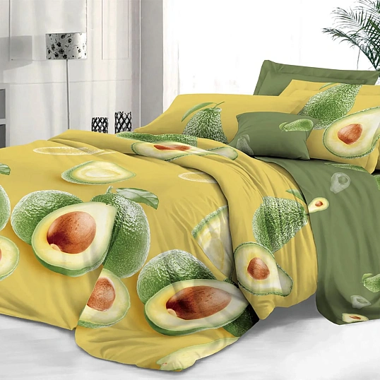 Постельное белье евро Сатин наб.(нав.70х70-2шт) 143 Авокадо