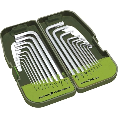 Набор ключей Дело Техники 1.5,2,2.5,3,4,5,6,8,10 мм и TORX 18 шт (564518)