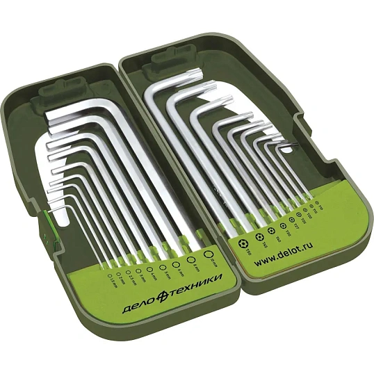 Набор ключей Дело Техники 1.5,2,2.5,3,4,5,6,8,10 мм и TORX 18 шт (564518)