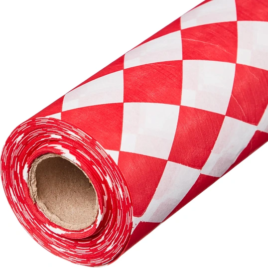 Скатерть одноразовая Luscan, 120х200см 6шт/рулон, красный ромб