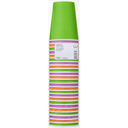 Стакан одноразовый бум двухслойный d-90мм 300мл Waffle Color (25шт/уп)
