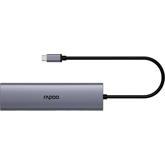 Разветвитель USB RAPOO 7в1 USB-C - PD+HDMI+USB+SD,TF+RJ45(13242)XD71-SGRY