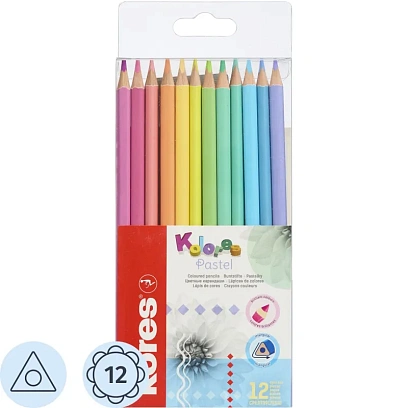 Карандаши цветные 12 цв. 3-гран, Kores Kolores Pastel, 93311
