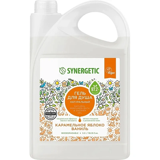Гель для душа Synergetic Карамельное яблоко и ваниль увлажняющий, 3,5 л