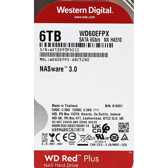 Жесткий диск WD Red Plus 6TB 3.5 256MB(WD60EFPX)