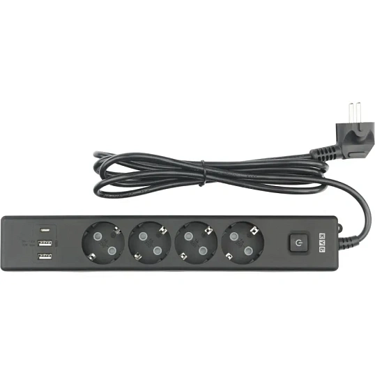 Удлинитель Power Cube, 4р/1.9м выкл.,3USB, 3.5кВт,16А,,3x1,0 черн(PC-7B-2M)