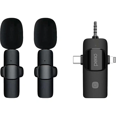 Набор радиомикрофонов Pero CM03, универсальный ресивер, черный