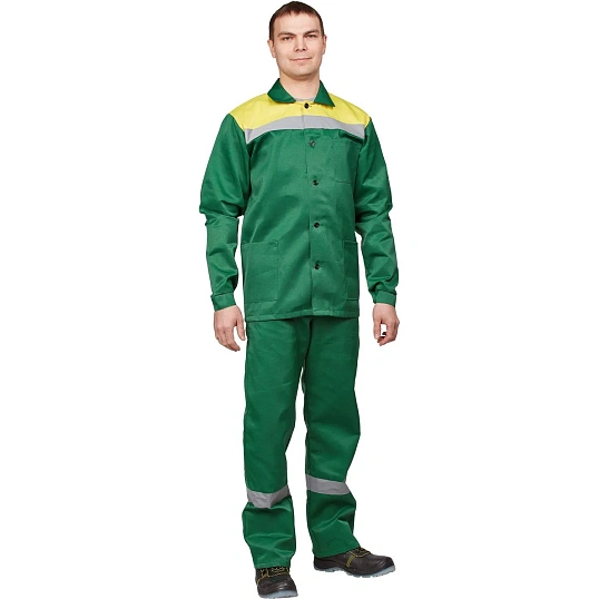 Костюм рабочий летний муж л02-КПК кур/пк зел/желт 64-66/170-176