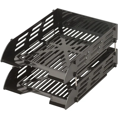 Лоток горизонтальный для бумаг Attache 2шт/на на металл стержнях черный