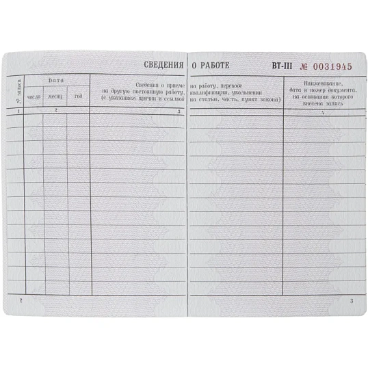 Бланк Вкладыш к трудовой книжке (новый 2023г)