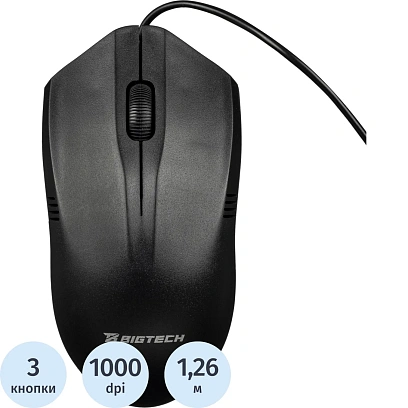 Мышь компьютерная E-M236/BT-JM-002 черная, USB, 1000DPi, 120x62x38мм