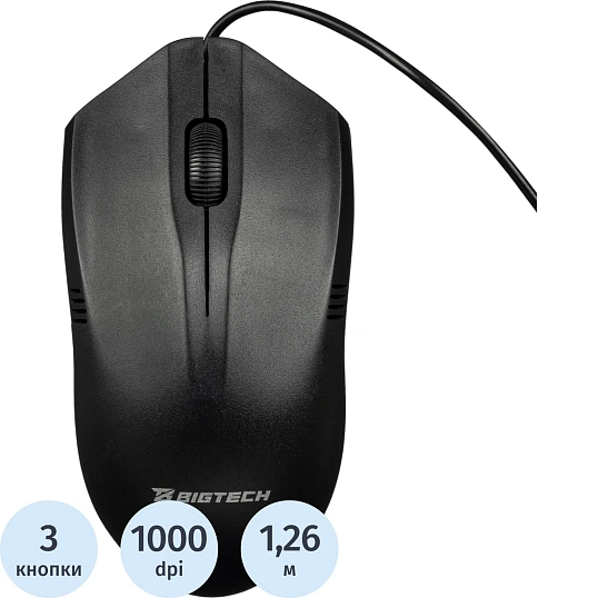 Мышь компьютерная E-M236/BT-JM-002 черная, USB, 1000DPi, 120x62x38мм