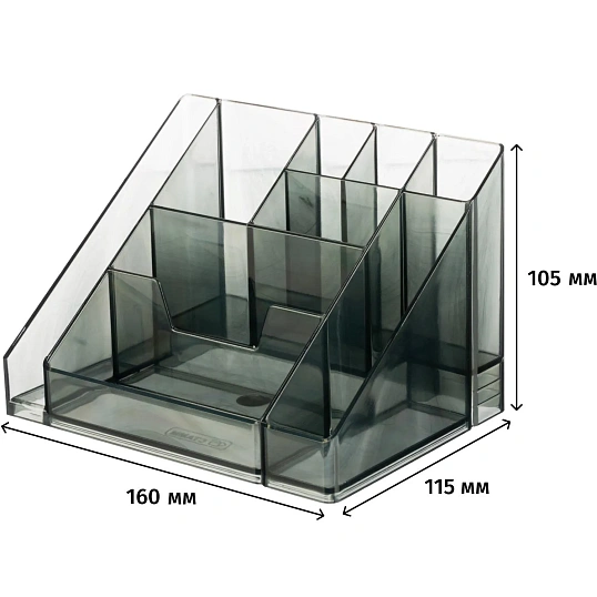 Подставка-органайзер для канц.мелочей Attache Каскад 9 отд.тон.Серый/черый