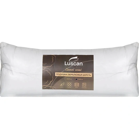 Подушка Luscan 70х70 см стеганная микрофибра/верблюжья шерсть, с кантом