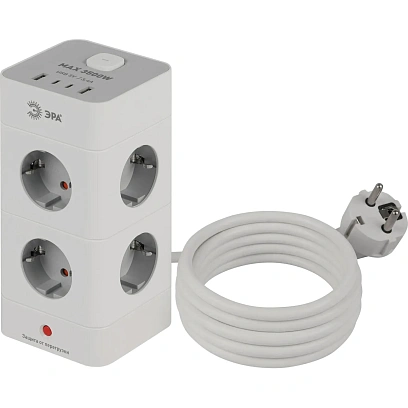 Сетевой фильтр ЭРА TWR-8es-1,5m-4USB-W 16А белый (Б0069071)