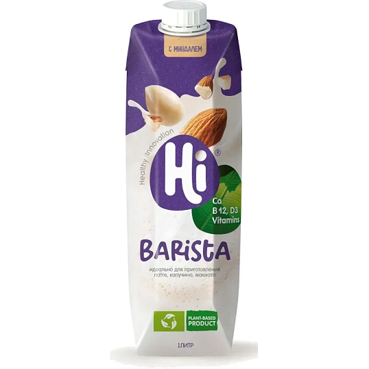 Молоко растительное Hi Бариста миндаль tetra pak 1,8% 1л