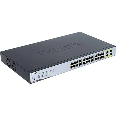 Коммутатор D-Link DGS-1026MP/B2A  24x10/100/1000Base-T PoE, 2 комбо-порта