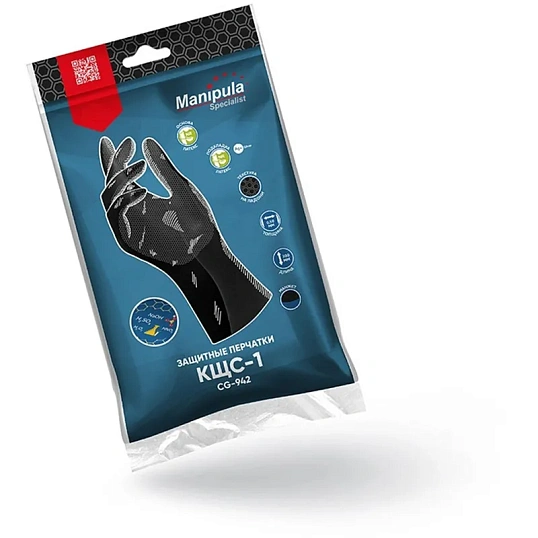 Перчатки латекс черный Manipula КЩС-1 (L-U-03/CG-942) р.8,ПС