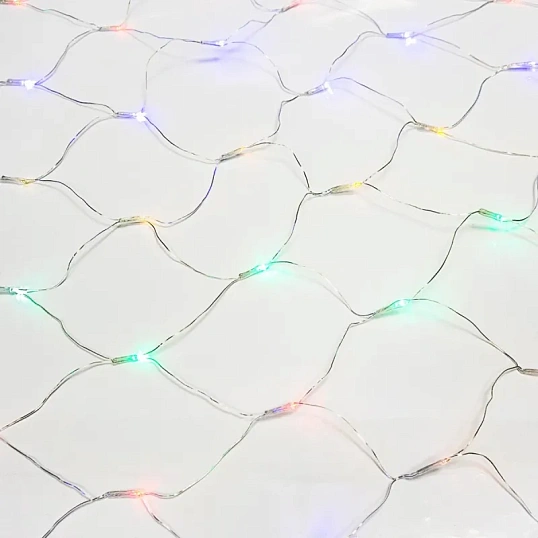 Гирлянда светодиодная Сеть 1,8х1,5м,прозрач ПВХ,180 LED Мультиколор 215-139