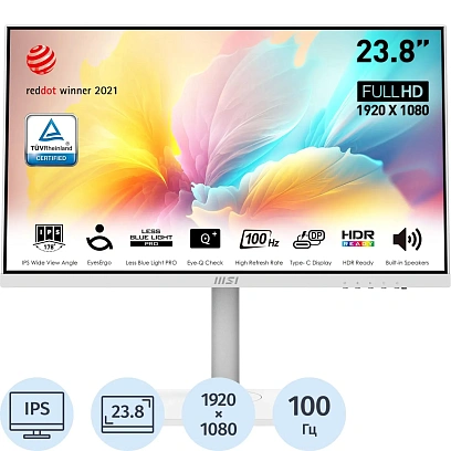 Монитор MSI Modern MD2412PW 23.8 FHD/IPS/HDMI/USB-C/Pivot/100Гц/бел