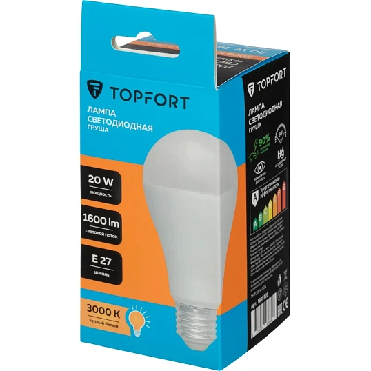 Лампа светодиодная Topfort E27 20W 3000K груша